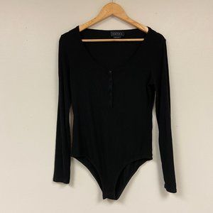 Hatch Maternity Black Long Sleeve Henley Ribbed One Piece Body Suit Size 1